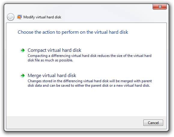 Modify virtual hard disk - Merge