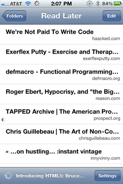 Instapaper in iPhone