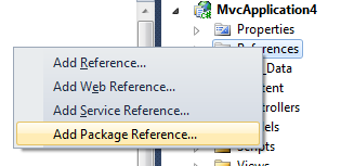 Add Package Reference in the Solution Explorer