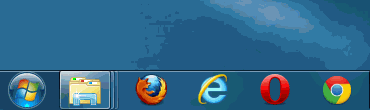 Animation of Windows 7 Taskbar icons jumping into a bin